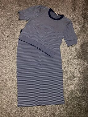 MICHAEL Michael Kors Navy and White Striped Pencil Skirt & Top Set Medium